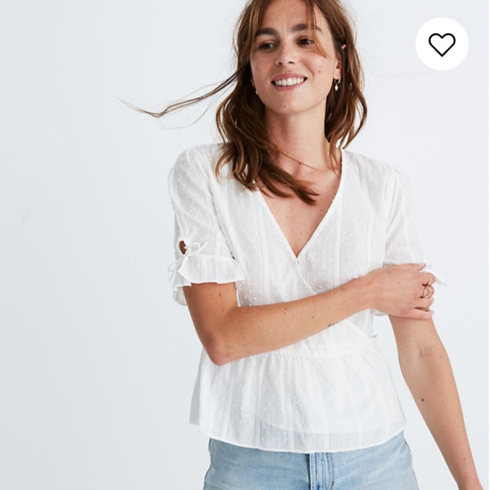 Tie-Sleeve Wrap Top in Swiss Dot